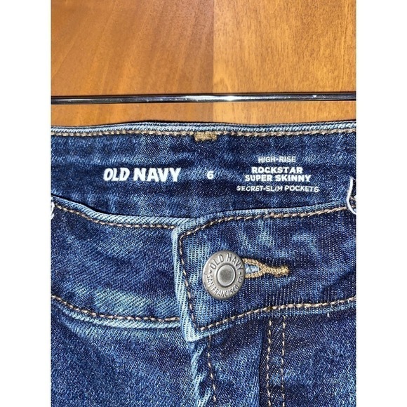 Old Navy High Rise Rockstar Super Skinny Jeans Women's 6 Blue Raw Hem - Picture 3 of 5